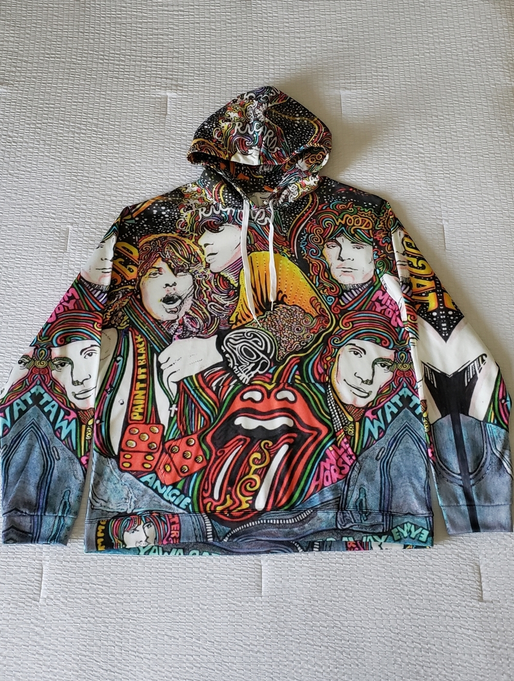 NWOT! THE ROLLING STONES Mens Lightweight Hooded Sweater w/ Kangaroo Pocket (XL)